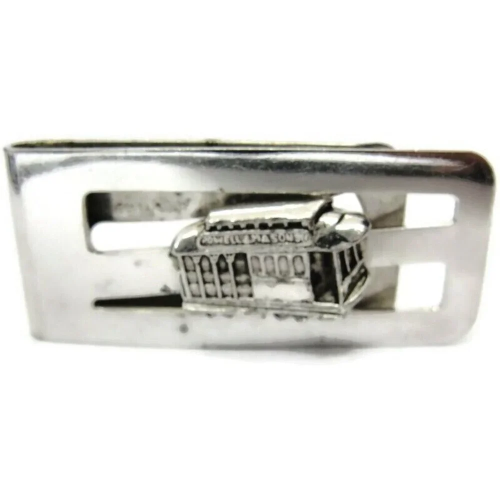 Vintage Streetcar Money Clip Men Wallet ID Credit Card Holder